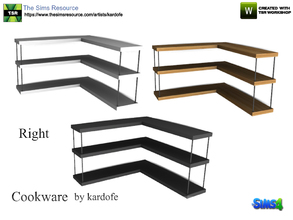 Sims 4 — kardofe_Cookware_Shelve s Right by kardofe — Group of three shelves in corner, in three different textures