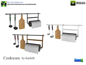 Sims 4 — kardofe_Cookware_Toilet roll holder by kardofe — Wall bar for the kitchen with cutting board, two saucepans and
