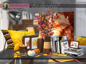 Sims 4 — Amber Living Room Decor by NynaeveDesign — A seasonal decor set that celebrates the deep golds and fresh greens