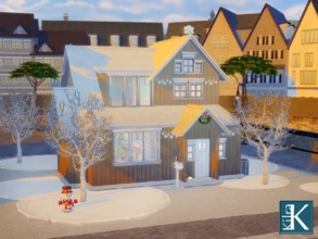 Sims 4 — First Snow by kilra2 — This is a family starter for 4 sims, decorated for Christmas time. 3 Bedrooms, 1