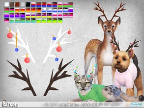 Sims 4 — Horns for pets by CATcorp by CATcorp — 5 horn colors 50 recolors Recolors contains 9 Christmas decorations