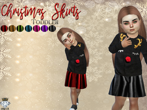 Sims 4 — Toddler Christmas Leather Skirts  / CHVLR by MadameChvlr — Toddler Christmas Tops in 7 different Colors.