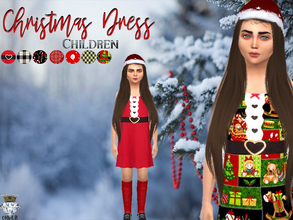 Sims 4 — Children Christmas Dress  / CHVLR by MadameChvlr — Children Christmas Dress in 7 different Designs. Christmas