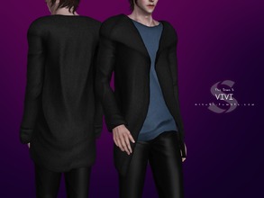 Sims 3 — Vivi male coat by Nisuki — A long coat for your male sims to keep them warm.