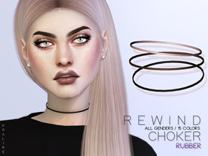 Sims 4 — Rewind Choker - Rubber by Pralinesims — Choker in 15 colors, all genders.