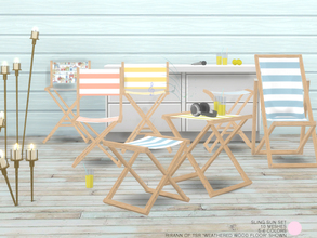 Sims 4 — Sling Sun Set by DOT — Sling Sun Set. 10 Contemporary meshes that include seating, and end table with 6 recolors