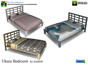 Sims 4 — kardofe_Ukara Bedroom_Bed by kardofe — Double bed, with a nice straight lines, in three color options 