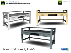 Sims 4 — kardofe_Ukara Bedroom_Desk by kardofe — Wooden desk table, with straight lines design, in three color options 