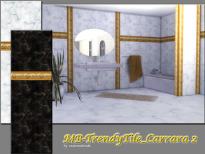Sims 4 — MB-TrendyTile_Carrara2 by matomibotaki — MB-TrendyTile_Carrara2, elegant marble tile walls with golden borders,