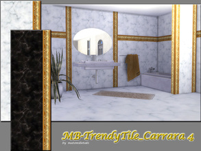 Sims 4 — MB-TrendyTile_Carrara4 by matomibotaki — MB-TrendyTile_Carrara4, elegant marble tile walls with golden borders,