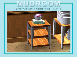Sims 3 — Cottage Style Mudroom Utility Table by Cashcraft — A rustic wood and metal utility table for your weekend