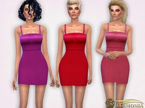 Sims 4 — Curved Hem Strappy Cocktail  Dress by Harmonia — 8 color Mesh By Harmonia Please do not use my textures. Please