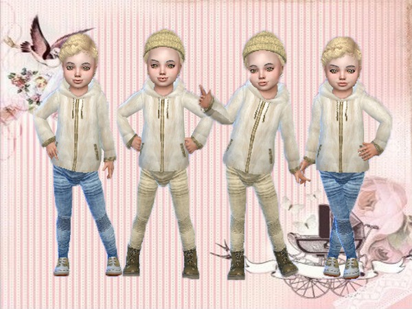 Sims 4 — Fur jacket with denim pants by TrudieOpp — Fur jacket and denim pants for toddler male and female Jacket new