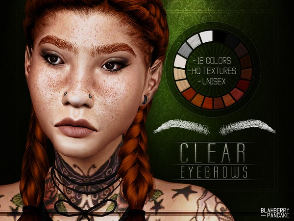 Sims 4 — Clear Eyebrows by Blahberry_Pancake — - 18 swatches - HQ textures - unisex - custom thumbnail - base game
