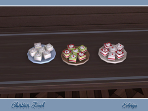 Sims 4 — Christmas Touch. Mini Cakes by soloriya — Six mini cakes on a tray. Part of Christmas Touch set. 3 color