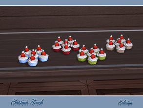 Sims 4 — Christmas Touch. Santa Hats Mini Cakes by soloriya — Christmas Santa strawberry hats mini cakes. Part of