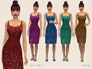 Sims 4 — Let'sParty by Paogae — Classic dress in five colors for parties, Christmastime and New Year's Eve, simple,