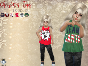 Sims 4 — Christmas Tops Toddler / CHVLR by MadameChvlr — in 6 different designs. If you want to know from where the other