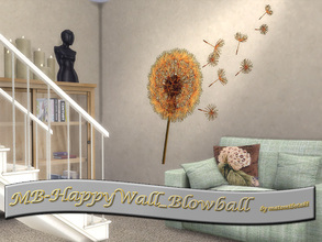 Sims 4 — MB-HappyWall_Blowball by matomibotaki — MB-HappyWall_Blowball, lovely wall tatoo for cozy decoration, to find