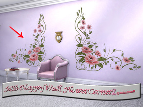 Sims 4 — MB-HappyWall_FlowerCorner2 by matomibotaki — MB-HappyWall_FlowerCorner2, lovely floral wall tatoo to make your