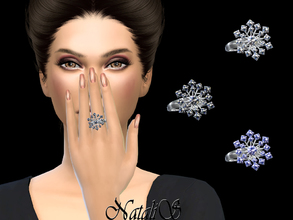 Sims 4 — NataliS_Sparkling snowflake ring by Natalis — Sparkling crystals snowflake ring. FT-FA-FE 3 colors.
