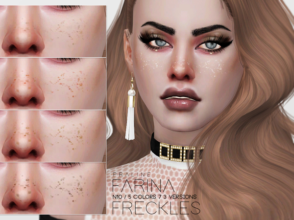 Sims 4 — Farina Freckles N10 by Pralinesims — Freckles in 5 colors, 3 versions. All ages and genders.