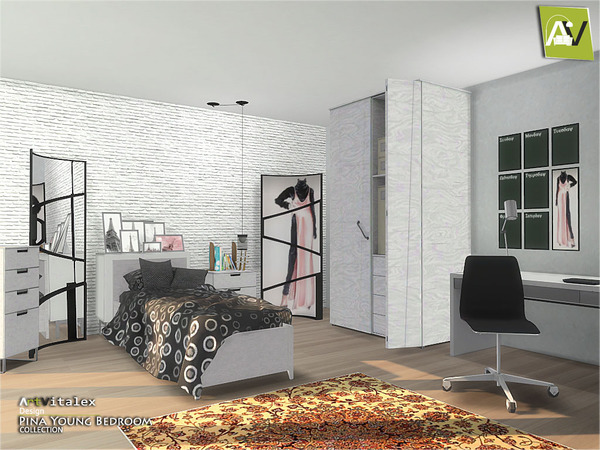 Sims 4 — Pina Young Bedroom by ArtVitalex — - Pina Young Bedroom - ArtVitalex@TSR, Dec 2017 - All objects three has a