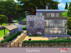 Sims 4 — Spartan by evi — An industrial type of large house with four bedrooms but with a space for 7 people. Hot, easy
