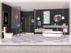 Sims 3 — Bathroom Gemini by ung999 — This modern bathroom set contains the following 9 new meshes: Bathtub Cabinet Shelf