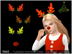 Sims 4 — Rudolph horns and nose CM/CF by Severinka_ — Rudolph horns and nose for child 'Christmas accessory' CAS category