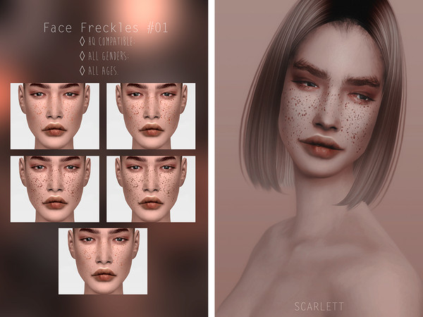Sims 4 — Face Freckles #01 by Scarlett-content — - HQ compatible; - all genders; - all ages.