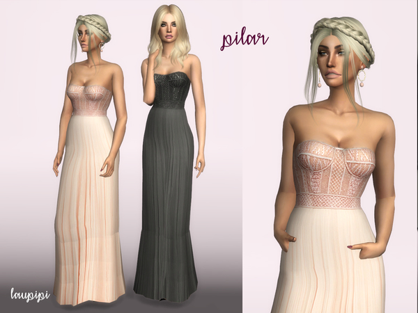 Sims 4 — Pilar Dress by laupipi2 — New long dress 6 colours option