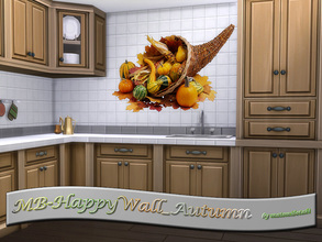 Sims 4 — MB-HappyWall_Autumn by matomibotaki — MB-HappyWall_Autumn, wall-tatoo with -Thanksgiving motive - decorates