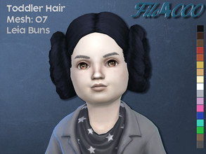 Sims 4 — Toddler Hair 07: Leia Side Buns by filo40002 — Remastered version Filename is the same as the original version