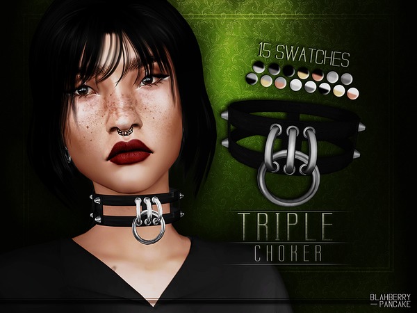 Sims 4 — Triple Choker by Blahberry_Pancake — - necklace category - 15 swatches - all LOD's - HQ textures - custom