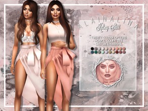 Sims 4 — Kelsey Skirt by alainalina — Satin wrap skirt with bow detail Original mesh Twenty colour options HQ mod