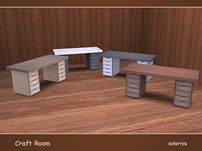 Sims 4 — Craft Room Desk by soloriya — Wooden desk. Part of Craft Room set. 4 color variations. Category: Surfaces -