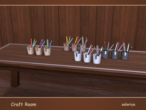 Sims 4 — Craft Room Pencils by soloriya — Pencils in three small buckets. Part of Craft Room set. 3 color variations.