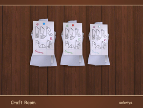 Sims 4 — Craft Room Sewing Patterns v1 by soloriya — Sewing patterns wall deco. Part of Craft Room set. 3 color