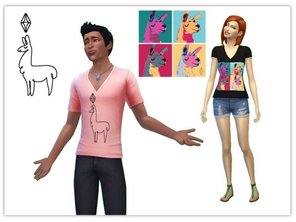 Sims 4 — TS4 Merchandise T-Shirts Pack 2 - Llama by mihaha269 —
