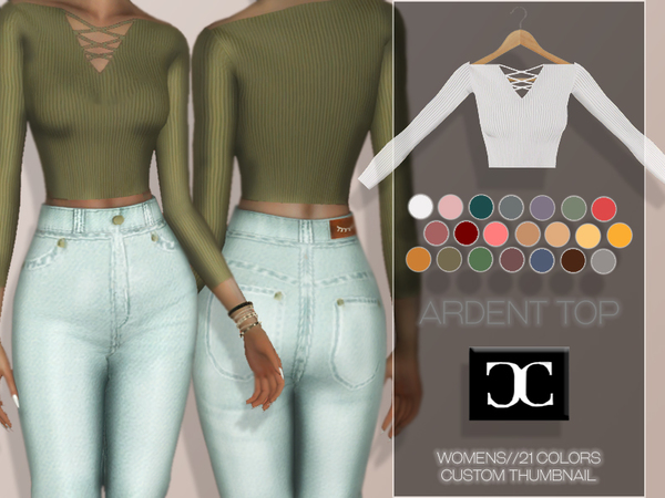 Sims 4 — Ardent Top by cosimetics — womens . has a custom thumbnail . 21 colors .