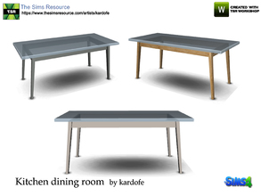 Sims 4 — kardofe_Kitchen dining room_Table 2 by kardofe — Large dining table, in wood with glass top, in three color