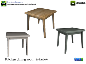 Sims 4 — kardofe_Kitchen dining room_Table by kardofe — Small table to use with the corner bench, in three color options 