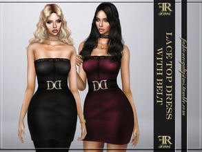 Sims 4 — Lace Top Dress with Belt by FashionRoyaltySims — Standalone Custom thumbnail 9 color options HQ texture Mesh by