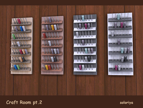 Sims 4 — Craft Room, pt2. Wall Deco Threads by soloriya — Many threads on shelves. Part of Craft Room pt2 set. 4 color
