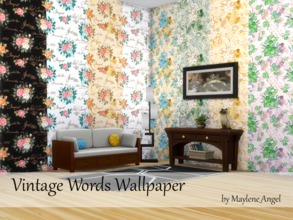 Sims 4 — Vintage Words Wallpaper by Maylene_Angel — Beautiful vintage wallpaper for your walls. This set includes two