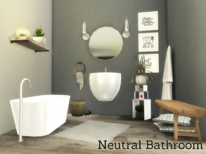 Sims 4 — Neutral Bathroom by Angela — Neutral Bathroom set. All new meshes for your Sims 4 game. This modern but stylish