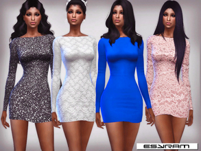 Sims 4 — Aline_Mini Dress_Set by EsyraM —  Short dress with long sleeve 3 variation: Sparkly ,Lace, simple