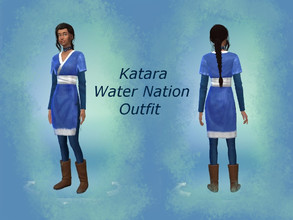 Sims 4 — Katara Water Nation Outfit by cpowers11 — A water nation outfit inspired by Katara's season 1 go-to. Found in