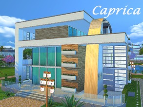 Sims 4 — Caprica by Sims_House — This is a modern three-story house. 1st floor - entrance hall and bathroom, kitchen and